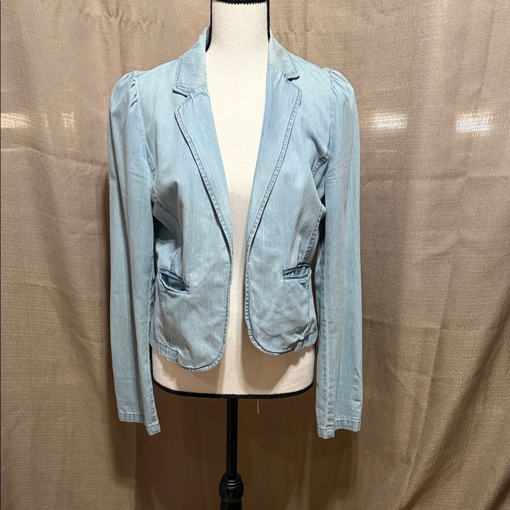 Frenchi Light Blue Denim Blazer Jacket